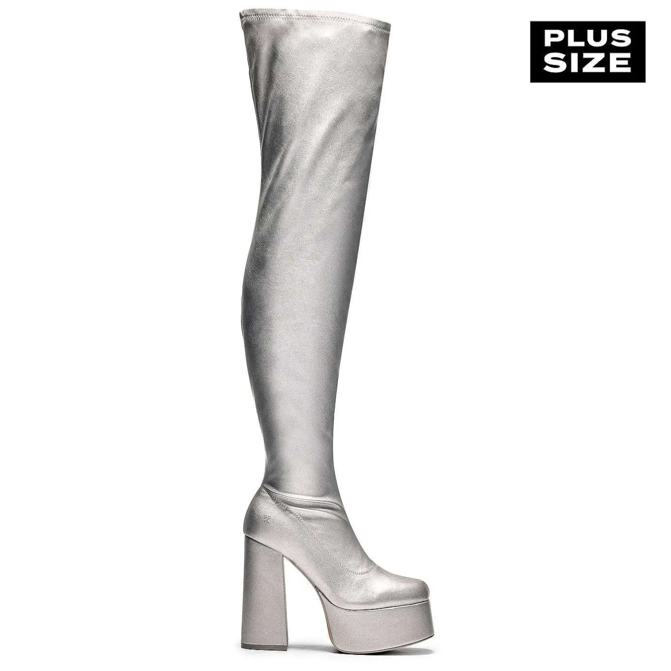 KOI footwear The Redemption Plus Size Thigh High Boots - Silver<Women'S Heeled Boots