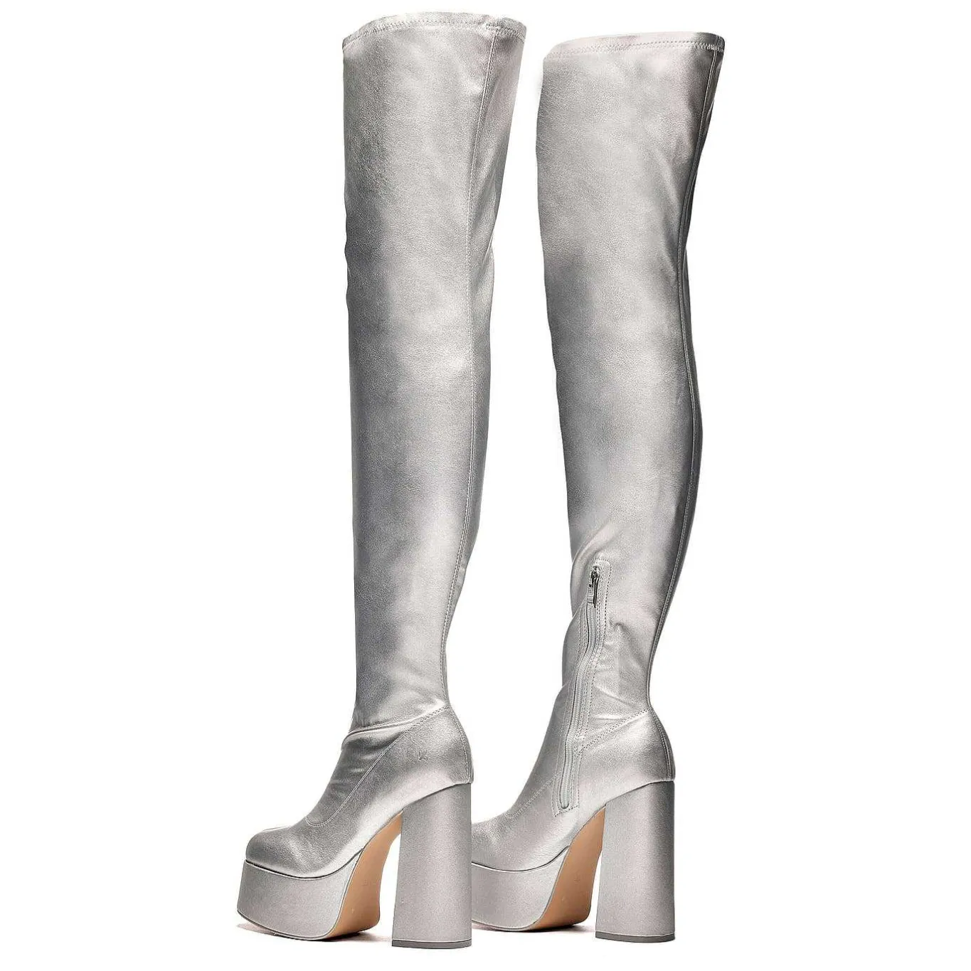 KOI footwear The Redemption Plus Size Thigh High Boots - Silver<Women'S Heeled Boots