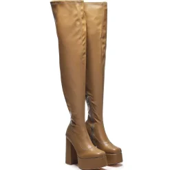 KOI footwear The Redemption Stretch Thigh High Boots - Khaki<Women'S Platform Boots