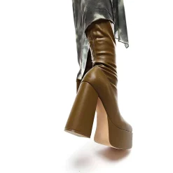KOI footwear The Redemption Stretch Thigh High Boots - Khaki<Women'S Platform Boots